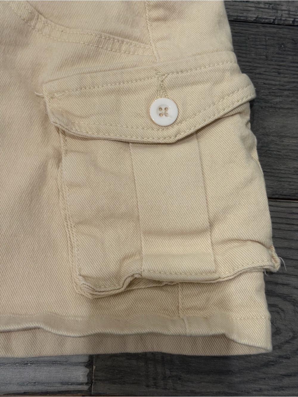 Women's Mini Cargo Skirt in Light Beige - Picture 2 of 3